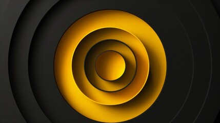 full service circle on a flat plain background, light design lines match the cicle, birds eye view, black and yellow colour theme