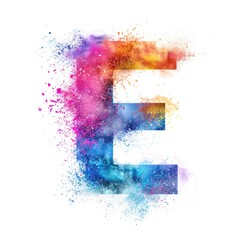 Poster - Close-up view of the letter e composed of colored powder particles
