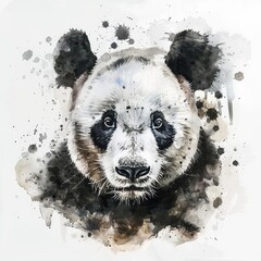 Poster - A watercolor painting of a panda bear in a natural habitat, suitable for use in educational materials, children's books, and nature-themed designs