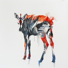 Wall Mural - A watercolor painting of a zebra against a clean white background, perfect for editorial or commercial use