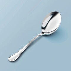 Poster - A spoon with a wooden or plastic handle placed on a bright blue surface, possibly for display or use