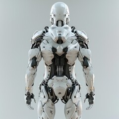 Wall Mural - A robot standing in a white room with minimal decor and a blank background