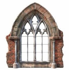 Poster - A traditional brick arch with a single window opening, suitable for various architectural or decorative uses