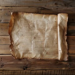 Poster - A piece of paper sits on top of a wooden table, great for illustrations and designs