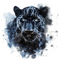 Poster - A close-up view of a leopard's face on a white background
