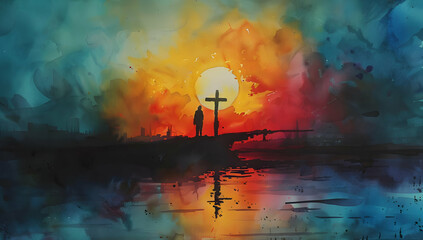 Canvas Print - Christian cross, a symbol of eternal life and faith in God
