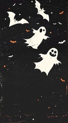 Wall Mural - Minimalist Halloween Background with Geometric Ghost Figures