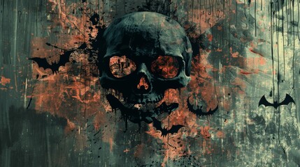 Poster - Sinister Halloween Abstract Design with Grunge Overlay