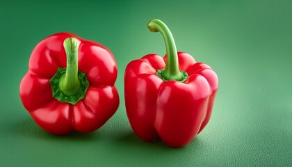 Canvas Print - red bell pepper on green background