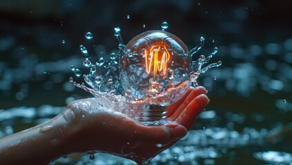 Wall Mural - Lightbulb in Water Splash