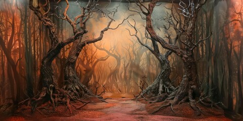 Canvas Print - Haunted Forest Props in Halloween Decor