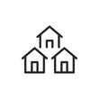 © Tatiana - Residential community, linear style icon. Private houses. Editable stroke width