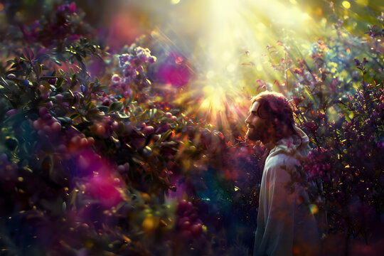 colorful religious illustration, Jesus Christ the only God savior of the world