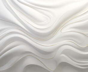 Wall Mural - White 3D background with little gold, GenerativeAI. Curve wallpaper. Luxury wave background