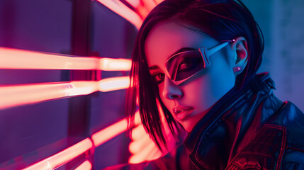 Wall Mural - Futuristic style Cyberpunk woman High quality photo : Generative AI