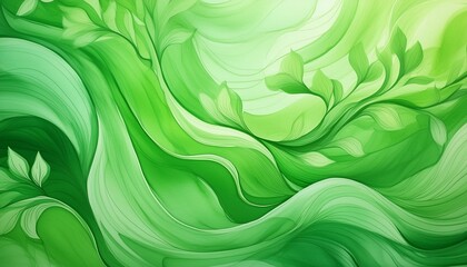 Wall Mural - green abstract art with watercolor paint brush strokes whisps and waves and calm background design background wallpaper header website design resource