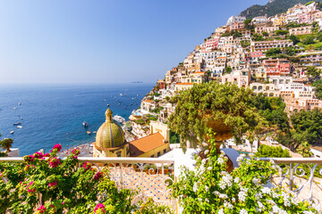 Sticker - Aerial view of Positano on Amalfi Coast in Campania, Italy.