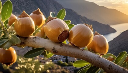 Sticker - jojoba fruchte am zweig simmondsia chinensis