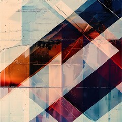 Wall Mural - Abstract double exposure of geometric patterns on a sleek modern backdrop.
