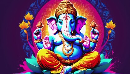 Wall Mural - Celebrating the birth of Ganesh Chaturtha. an Indian deity. a holiday in India
