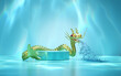 © sirawut - Underwater ocean with podium empty, dragon spouting water, reflect sunlight on surface. reflecting sparkling light. cosmetic display product stage concept, 3d illustration render