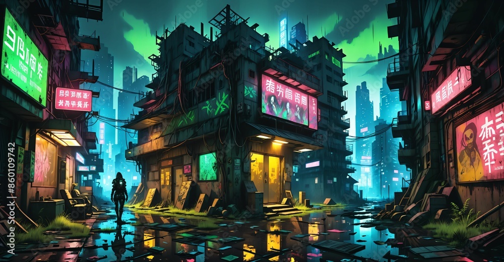 cyberpunk city buildings sci fi futuristic wasteland cyber slums at ...