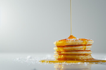 Wall Mural - A stack of pancakes drizzled with honey