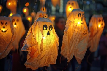Wall Mural - Ghost Lanterns as Halloween Decorations