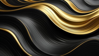 Wall Mural - sleek black and gold gradient wave texture