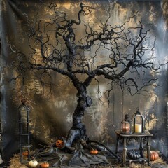 Wall Mural - Haunted Tree Props in Halloween Decor