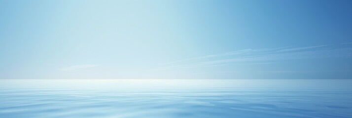 Wall Mural - Blue seascape with a clear calm sky, reflecting the serene ocean and peaceful horizon.