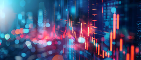 Poster - A blurred, abstract image of colorful financial charts and data.