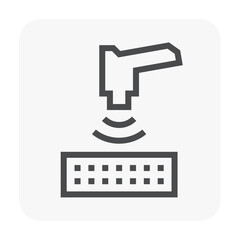 Soil x-ray spectroscopy vector icon to using portable handheld scientific measurement or instrument. May called XRF fluorescence, spectrometer for analysis, test and study geotechnical engineering.
