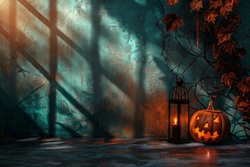 Wall Mural - Halloween Night with Shadows and Copy Space