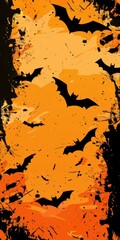 Wall Mural - Modern Halloween Background with Abstract Bat Silhouettes