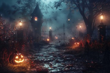 Wall Mural - Spooky Halloween Pathway Layout Background