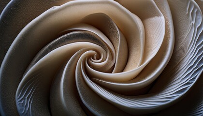 liquid creamy texture swirled background close up of a delicate soft beige color flowing circular effect on the surface of a cosmetic product