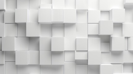 Sticker - An abstract pattern of white three-dimensional cubes perfect for a wallpaper or background with geometric style