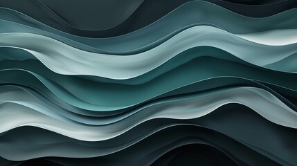 Canvas Print - A serene wallpaper featuring flowing aqua-colored abstract waves, ideal for a calming background