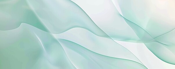 Wall Mural - Elegant abstract background with soft flowing waves in pastel shades of green and blue