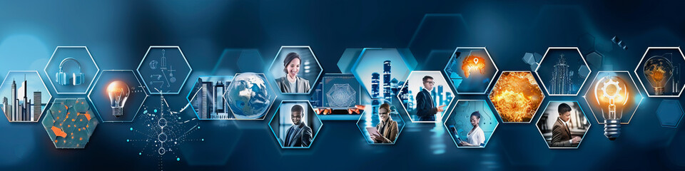 Wall Mural - startup business symbolizing marketing connectivity, various aspects of technology and innovation.