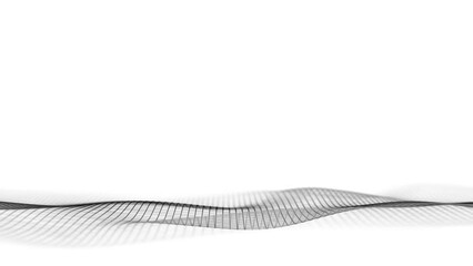 Poster - Abstract wave with black points and lines on white background. Science background with moving dots. Network connection technology. Digital structure with particles. 3d rendering.