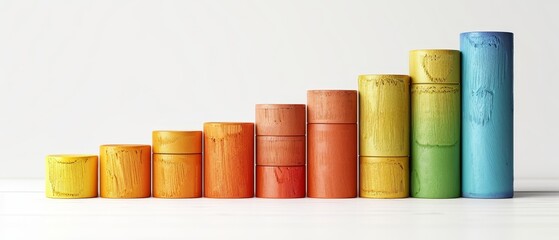 3D clay  of a bar chart showing annual revenue growth, isolated on a white background