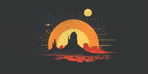 Wall Mural - vector logo design for space and desert