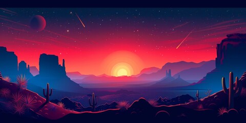 Wall Mural - vector logo design for space and desert