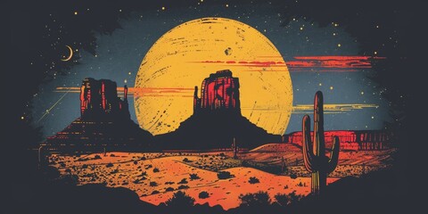 Wall Mural - vector logo design for space and desert