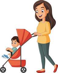 Wall Mural - Mother with baby in a stroller