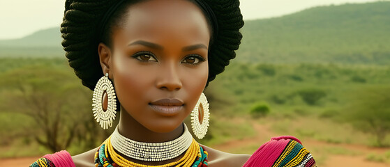 portrait of natural beauty perfect african traditional clothing woman