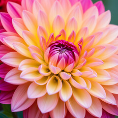 Canvas Print - Vibrant gradient dahlia flower on soft background.