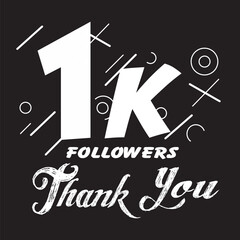 1k followers. Thank you for 1k followers | Thank you 1000 followers, peoples online social group, happy banner celebrate, Vector illustration